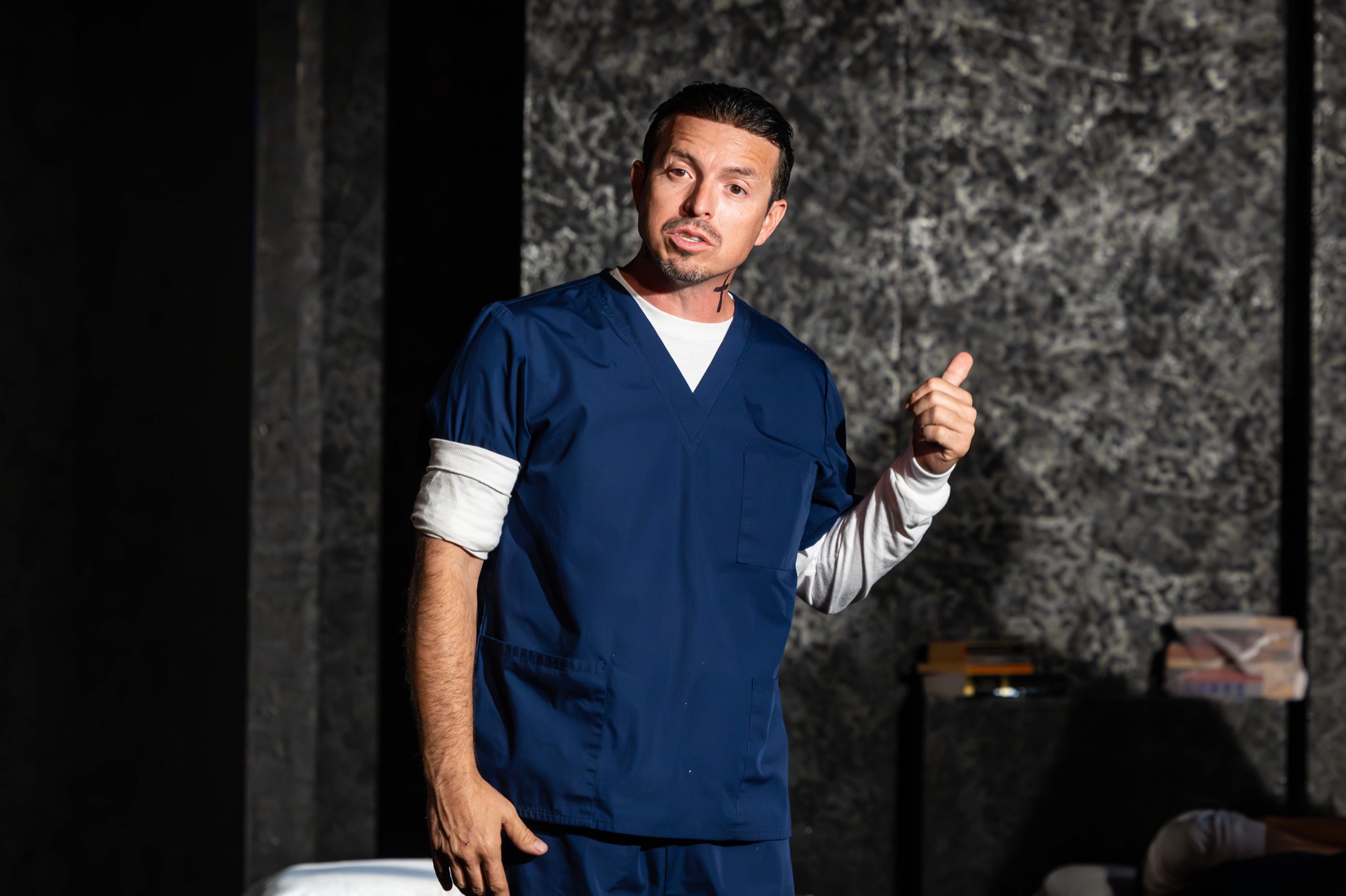 An Inside Out performer addresses the audience